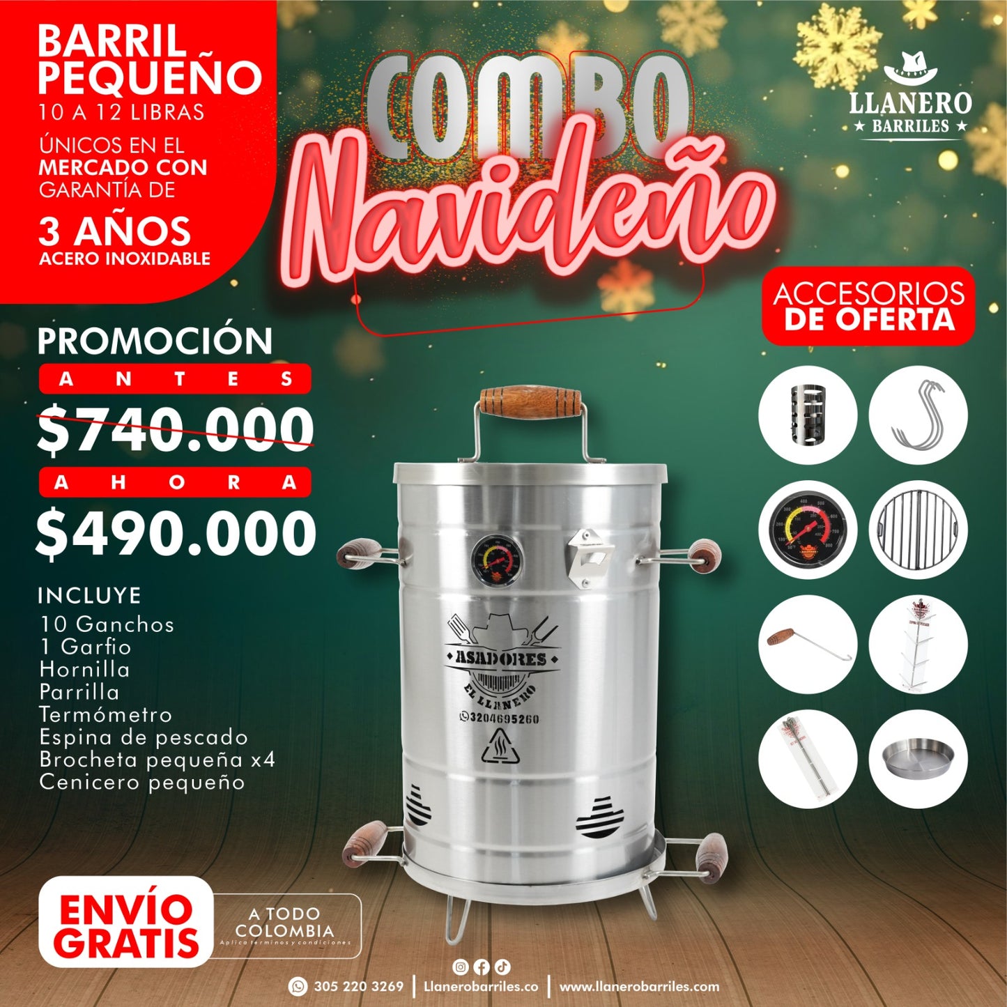 Combo Barril Pequeño 10 a 12 libras Oferta Desde Septiembre se siente Diciembreee !