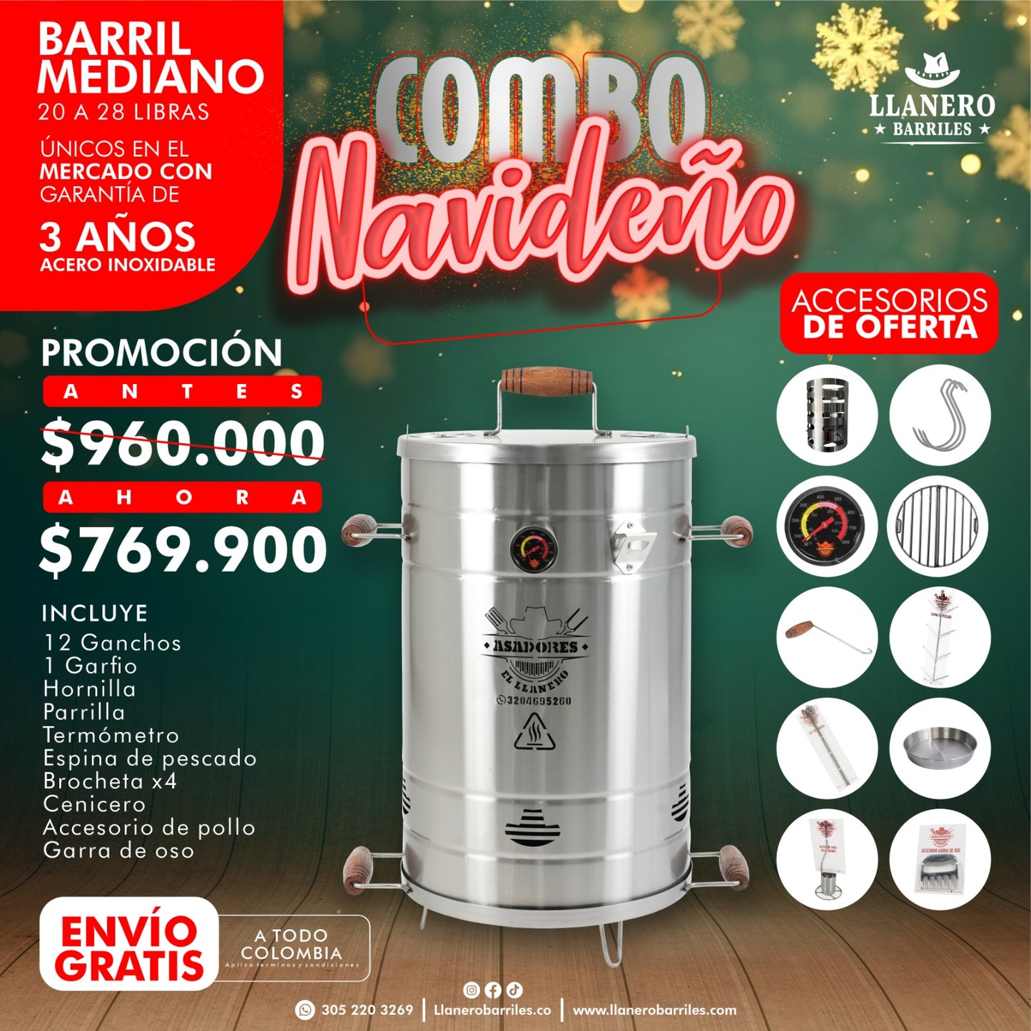 barril mediano capacidad de 20 a 28 libras oferta navideña por que siente diciembre