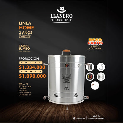 ¡LÍNEA HOME! Asador Jumbo de Acero Inoxidable 430 60-80 Libras, ¡Resistente y Duradero a un Precio Inigualable!
