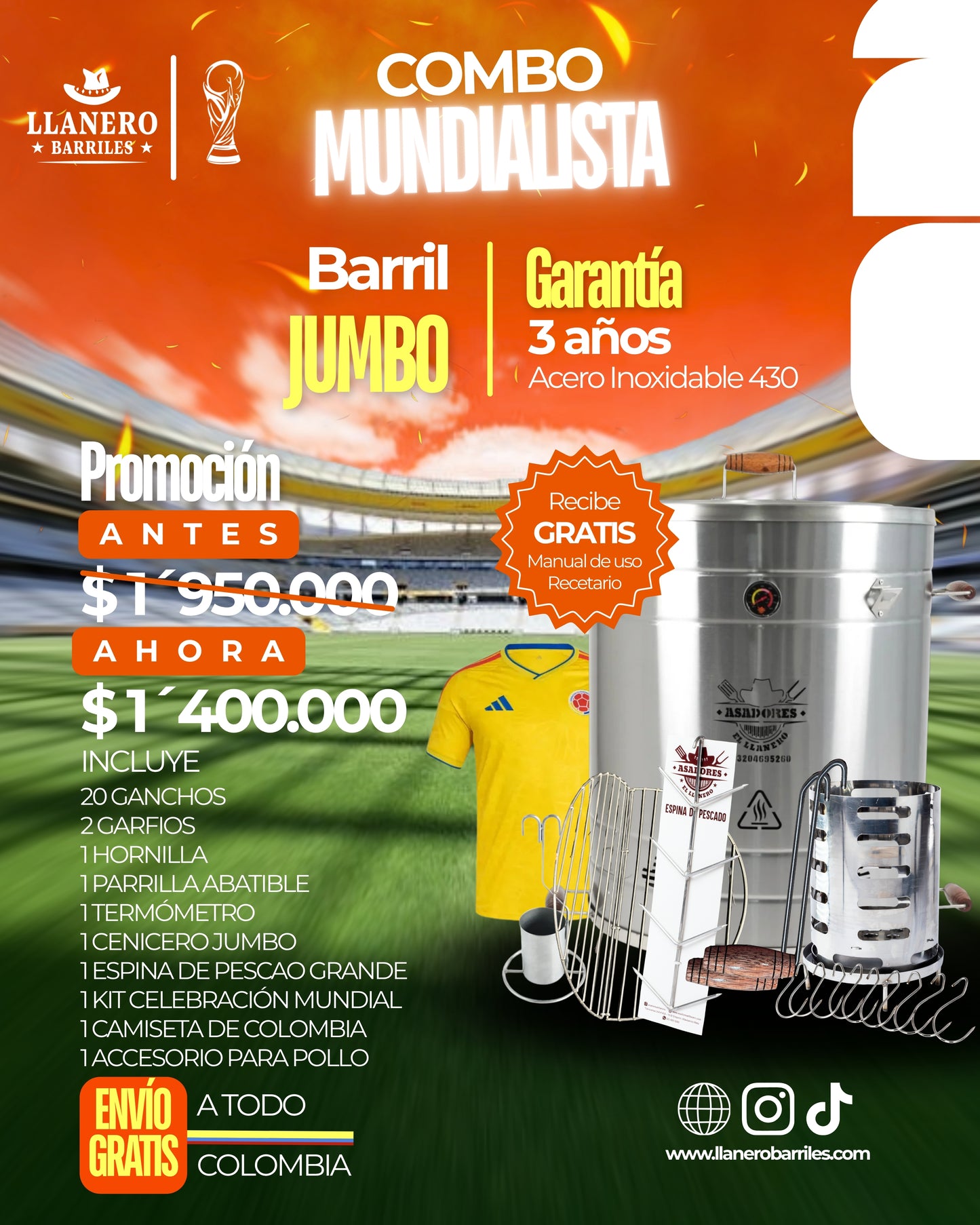 🏆⚽ COMBO MUNDIALISTA - BARRIL JUMBO