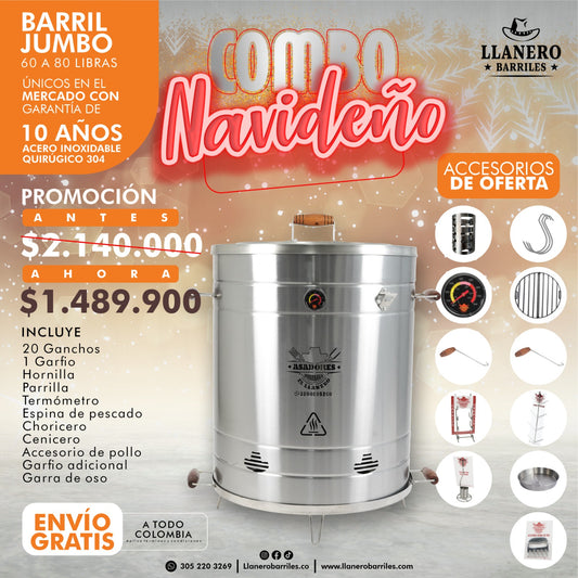 Asador al barril Jumbo  capacidad de 60 a 80 libras Oferta Navideña por que ya se siente Diciembreee