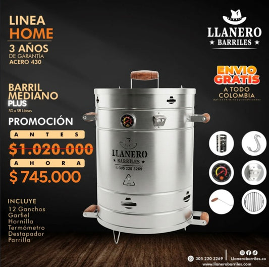 ¡COMBO HOME! Asador Mediano Plus en Acero Inoxidable 430 30-38 Libras con Accesorios Especiales, ¡Aprovecha la Oferta!