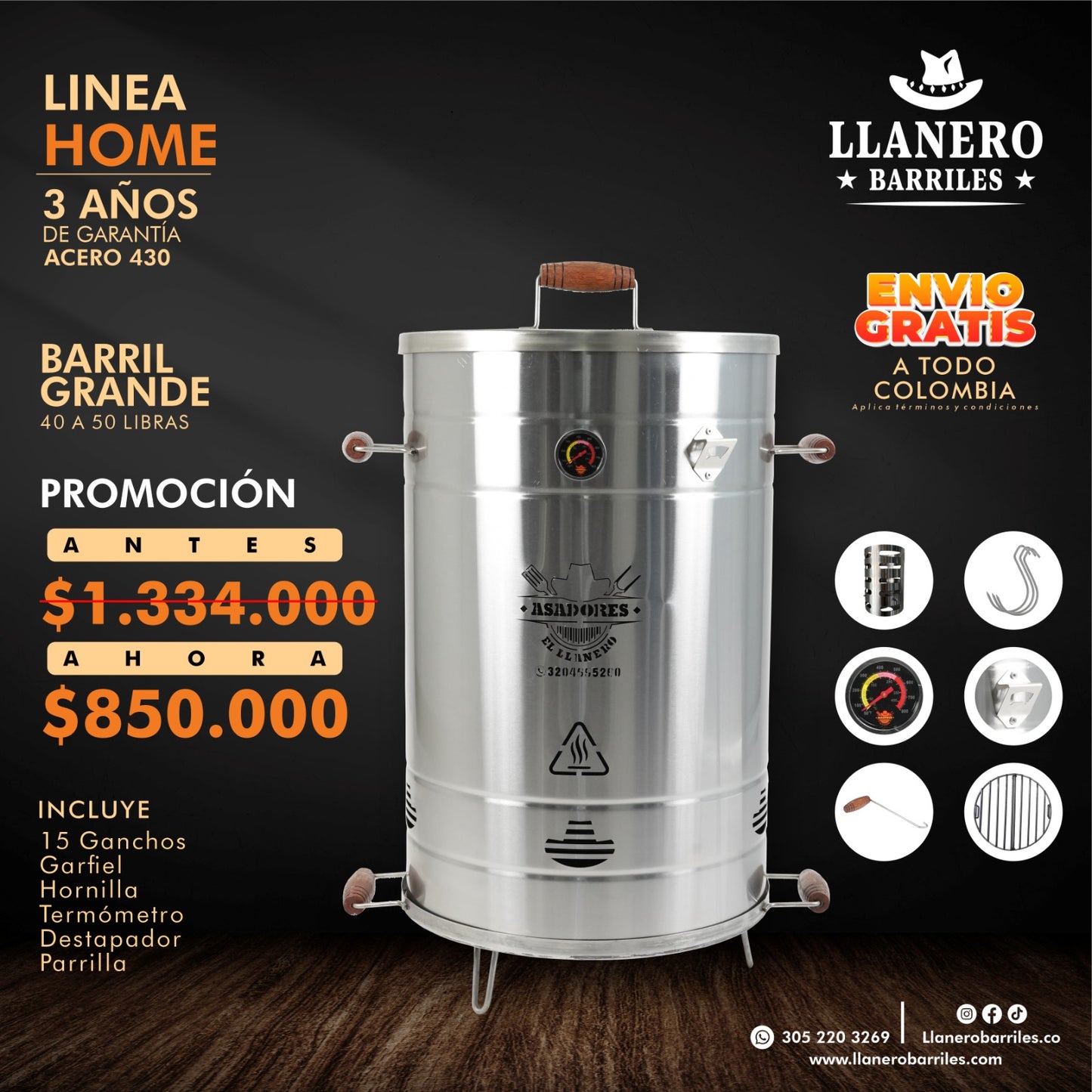 ¡LÍNEA HOME! ¡Imperdible Descuento! Barril de 40 a 50 Libras, ¡Llévatelo al Mejor Precio!