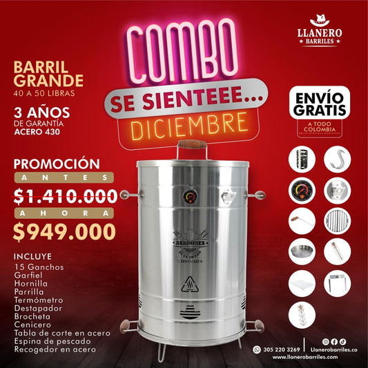 combo barril grande capacidad 40 a 50 libras porque desde septiembre se siente diciembre