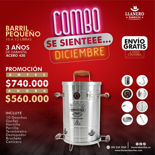 Combo Barril Pequeño 10 a 12 libras Oferta Desde Septiembre se siente Diciembreee !