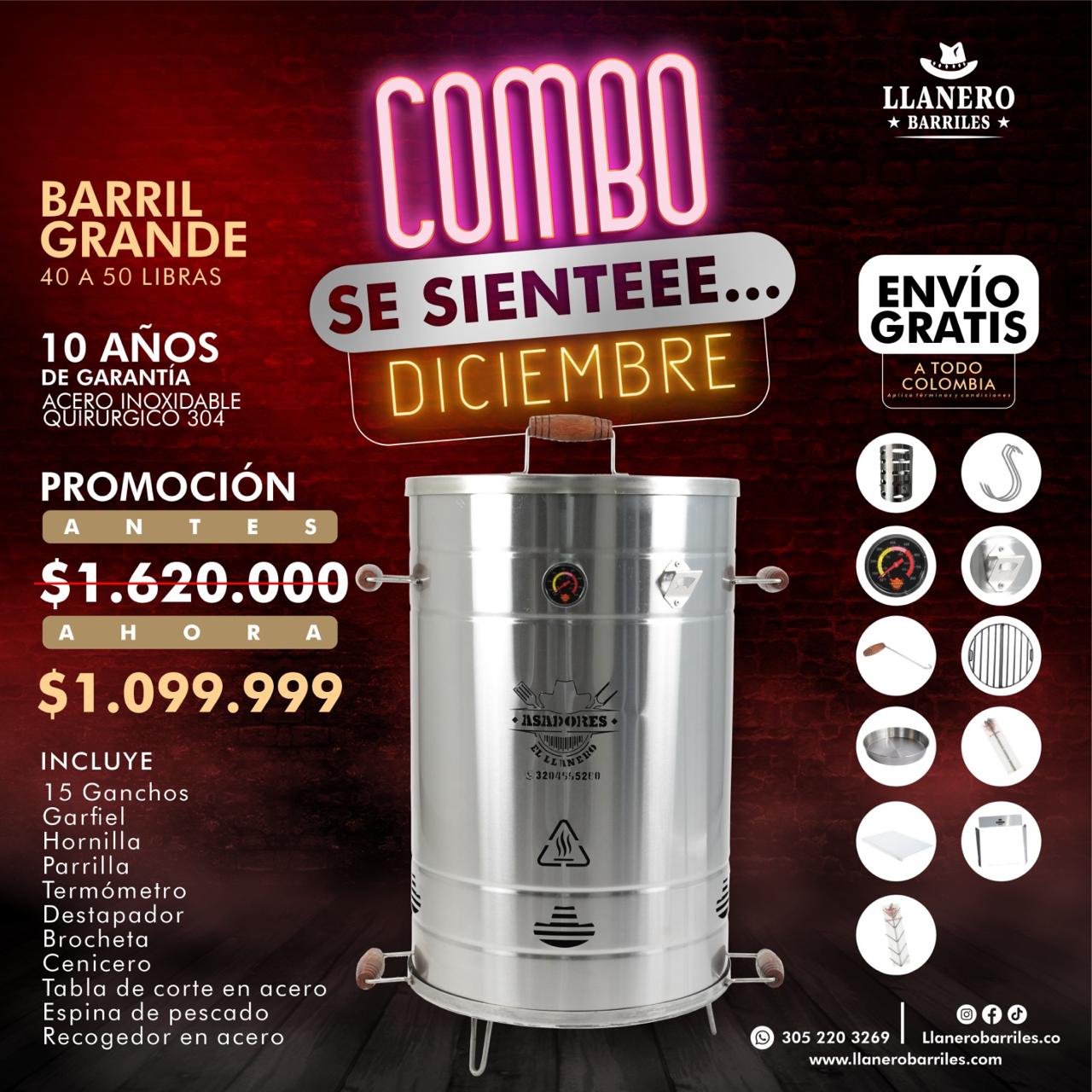 Asador al barril Grande capacidad de 40 a 50 libras Oferta Desde septiembree se siente Diciembreee