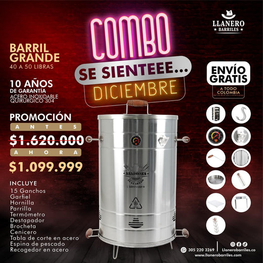 Asador al barril Grande capacidad de 40 a 50 libras Oferta Desde septiembree se siente Diciembreee