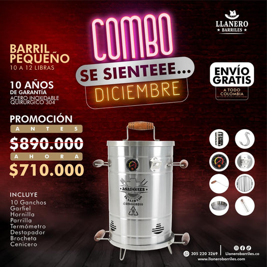Asador al barril Pequeno de 10 a 12 libras Oferta desde Septiembree se siente diciembreeee